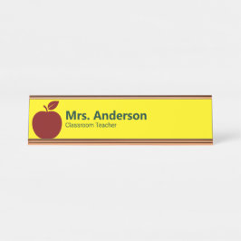 Placa De Nombre Nombre y cargo del profesor de Apple Yellow