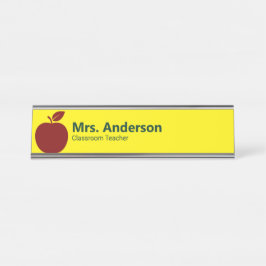 Placa De Nombre Nombre y cargo del profesor de Apple Yellow