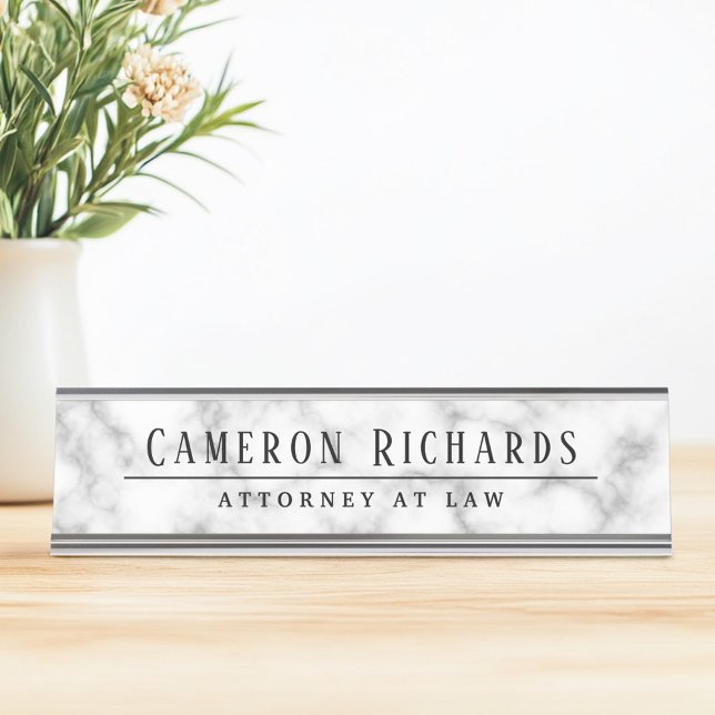 Placa De Nombre Nombre y plantilla de título de la apariencia de m (Marble look name and title template desk name plate)