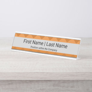 Placa De Nombre Nombre y posición Sans Serif Font Gray Naranja