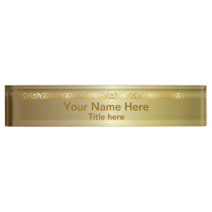 Placa De Nombre Nombre y título brillantes brillantes del oro el