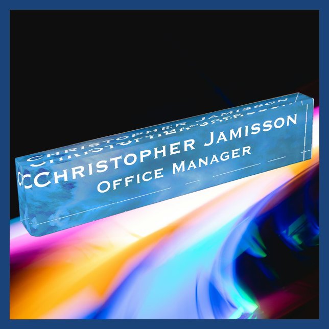 Placa De Nombre Nombre y título del cielo azul acrílico (Subido por el creador)