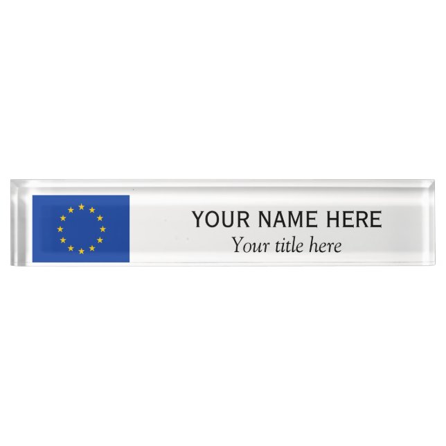 Placa De Nombre Nombre y título personal Bandera de la Unión Europ (Anverso)