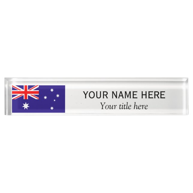 Placa De Nombre Nombre y título personalizados Bandera australiana (Anverso)