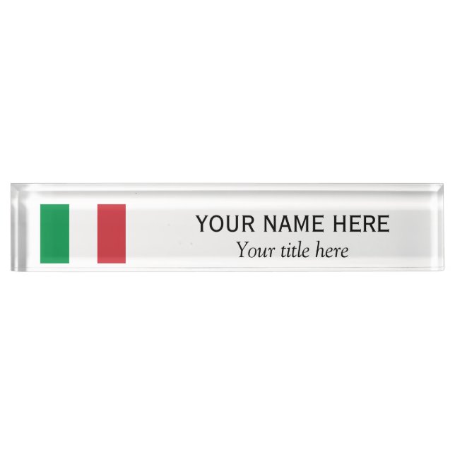 Placa De Nombre Nombre y título personalizados bandera de país ita (Anverso)