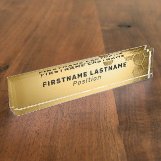 Placa De Nombre Nombrero dorado