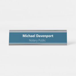 Placa De Nombre Notario Azul Minimalista Profesional Público