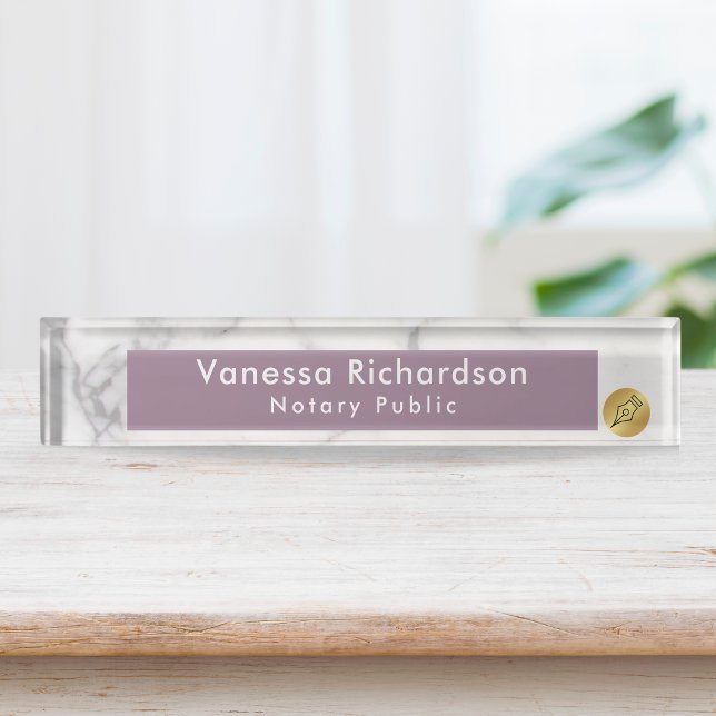 Placa De Nombre Notario Personalizado de mármol gris y púrpura (Subido por el creador)