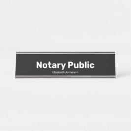 Placa De Nombre Notary Public and Name Text Template Black