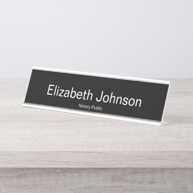 Placa De Nombre Notary Public Name and Job Title Black (Anverso)