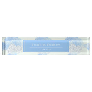 Placa De Nombre Nubes de lluvia azul moderno personalizadas