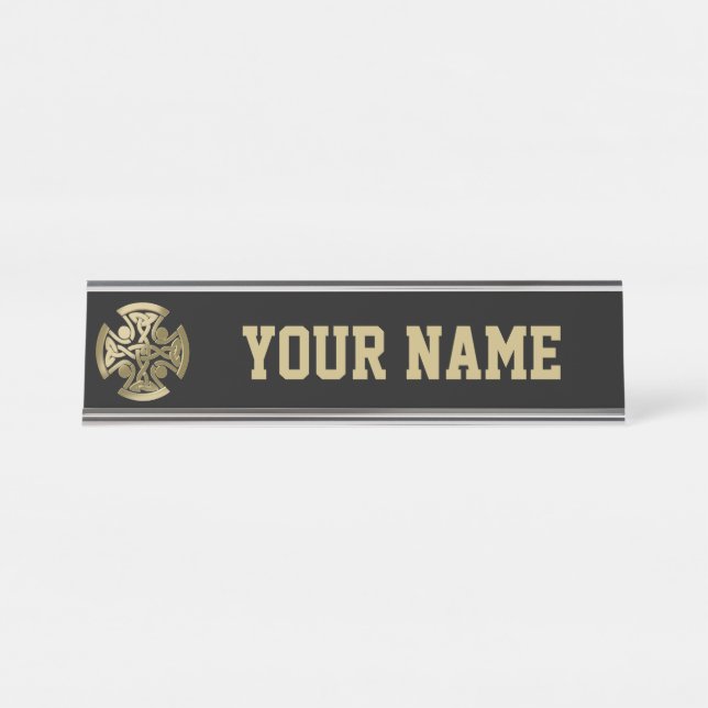 Placa De Nombre Nudo dorado celta (Anverso)