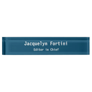 Placa De Nombre Ocean Blue Plain Elegant Modern Minimalist Simple