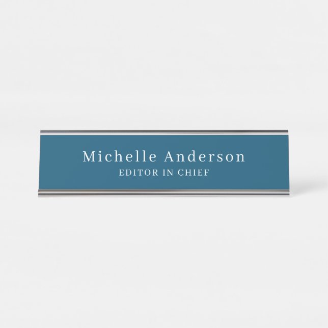 Placa De Nombre Ocean Blue Professional Manager Moderno (Anverso)