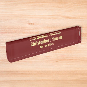 Placa De Nombre Office profesional para empresas Faux Gold