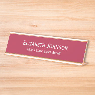 Placa De Nombre Oficina de negocios moderna Magenta Red Profession
