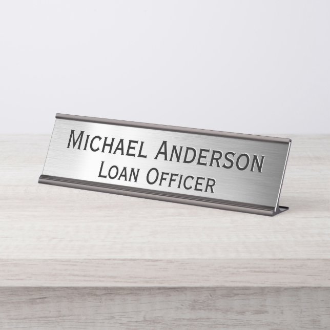 Placa De Nombre Oficina del Personalizado elegante y moderno Faux  (Anverso)