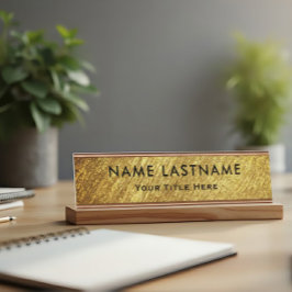 Placa De Nombre Oficina Ejecutiva Personalizada Escritorio Dorado 