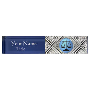 PLACA DE NOMBRE OFICINA JURÍDICA, ATTORNEY BLUE BLANCO NEGRO DAMAS