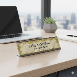 Placa De Nombre Oficina personalizada en oro cepillado | Moderno p