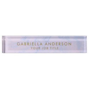 Placa De Nombre Oficina Profesional de Pastel Lavender Marble Girl