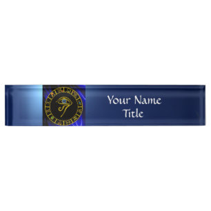 Placa De Nombre OJO ASTRAL de HORUS, carta AZUL de la astrología