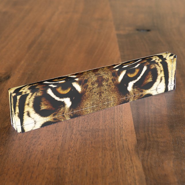 Placa De Nombre Ojos de un tigre personalizado (Lateral)