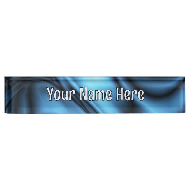 Placa De Nombre Ola de seda azul (Anverso)