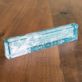 Placa De Nombre Olas del océano azul