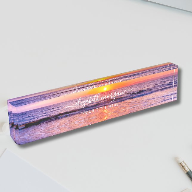 Placa De Nombre Olas del océano costero de verano de la playa de l (Subido por el creador)