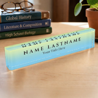 Placa De Nombre Ombré Amarillo Azul Pastel