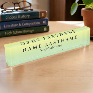 Placa De Nombre Ombré Amarillo Verde Pastel
