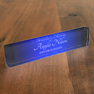 Placa De Nombre Ombre azul negro y zafiro