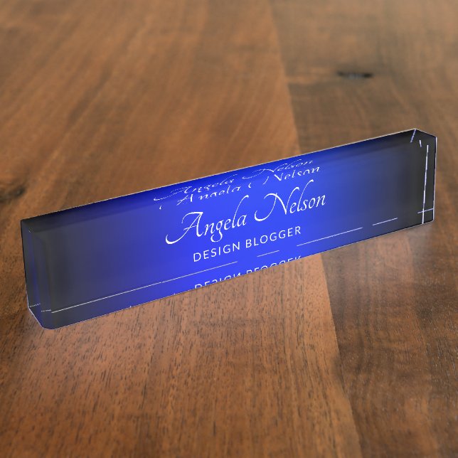 Placa De Nombre Ombre azul negro y zafiro (Lateral)