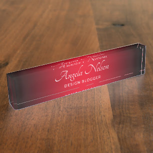Placa De Nombre Ombre rojo negro y brillante