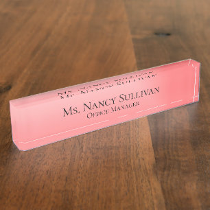 Placa De Nombre Ombre rosa clásico