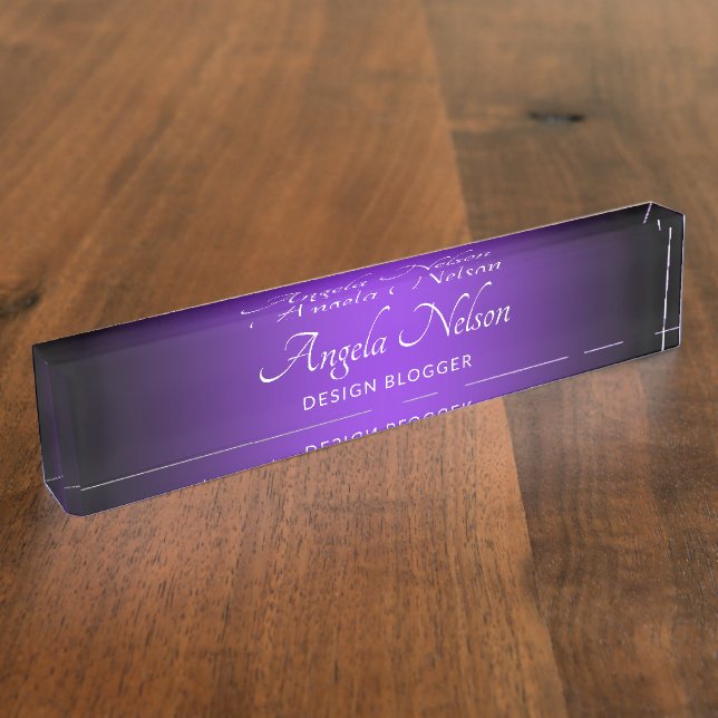 Placa De Nombre Ombre violeta azul de borde negro (Lateral)