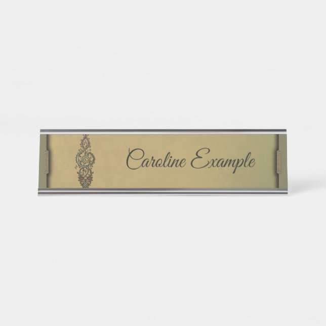 Placa De Nombre Ornate Treble Clef (Anverso)