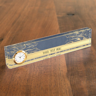 Placa De Nombre Oro azul Vintage Ornate Gold