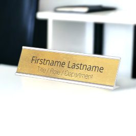 Placa De Nombre Oro de latón antiguo y almidonado + puerta Persona