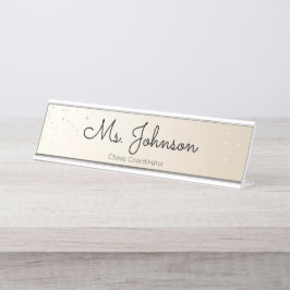 Placa De Nombre Oro docente y Purpurina