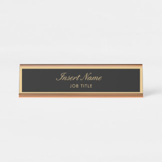 Placa De Nombre Oro elegante profesional moderno de la escritura