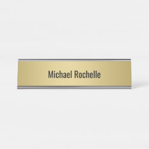 Placa De Nombre Oro elegante simple Sheen metalizado personalizado