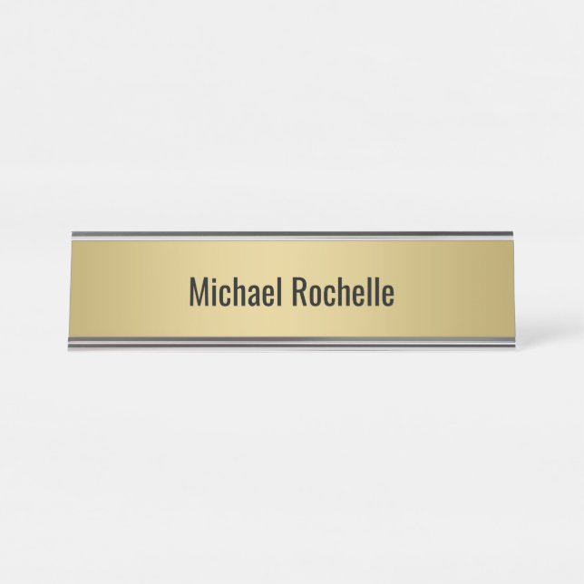 Placa De Nombre Oro elegante simple Sheen metalizado personalizado (Anverso)