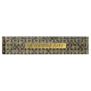 Placa De Nombre Oro Rascado Glamour Moderno Elegante Único