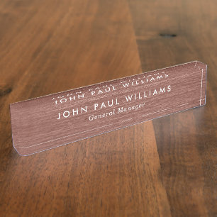 Placa De Nombre Oro rosa rosa de cobre cepillado Metalizado elegan