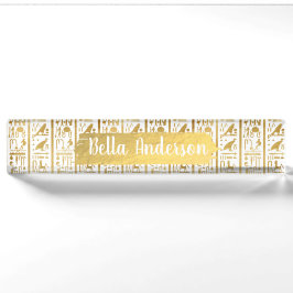 Placa De Nombre Oro y blanco egipcio glam moderno chic