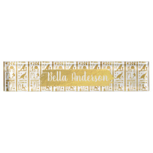 Placa De Nombre Oro y blanco egipcio glam moderno chic