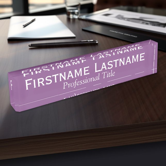 Placa De Nombre Orquídea radiante - Nombre completo y título profe (Personalized Name Plate - Executive and Professional Designs)