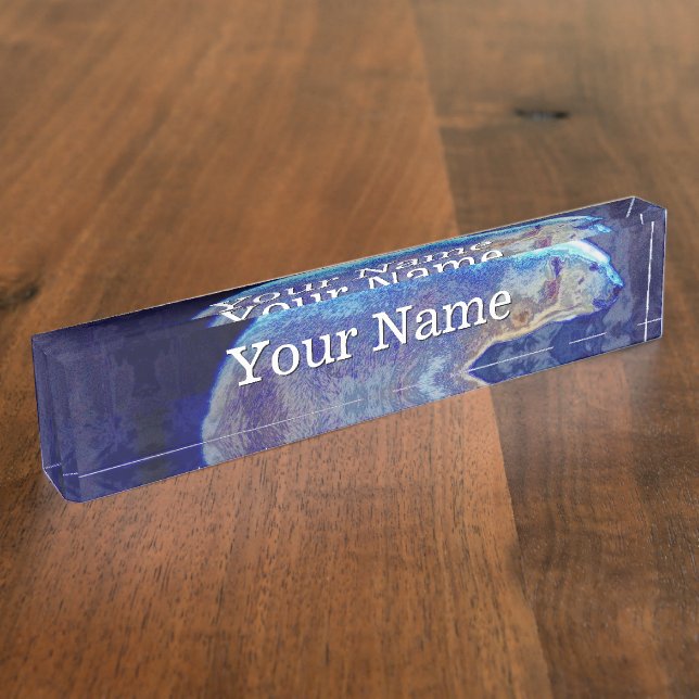 Placa De Nombre Oso polar estilizado (Lateral)